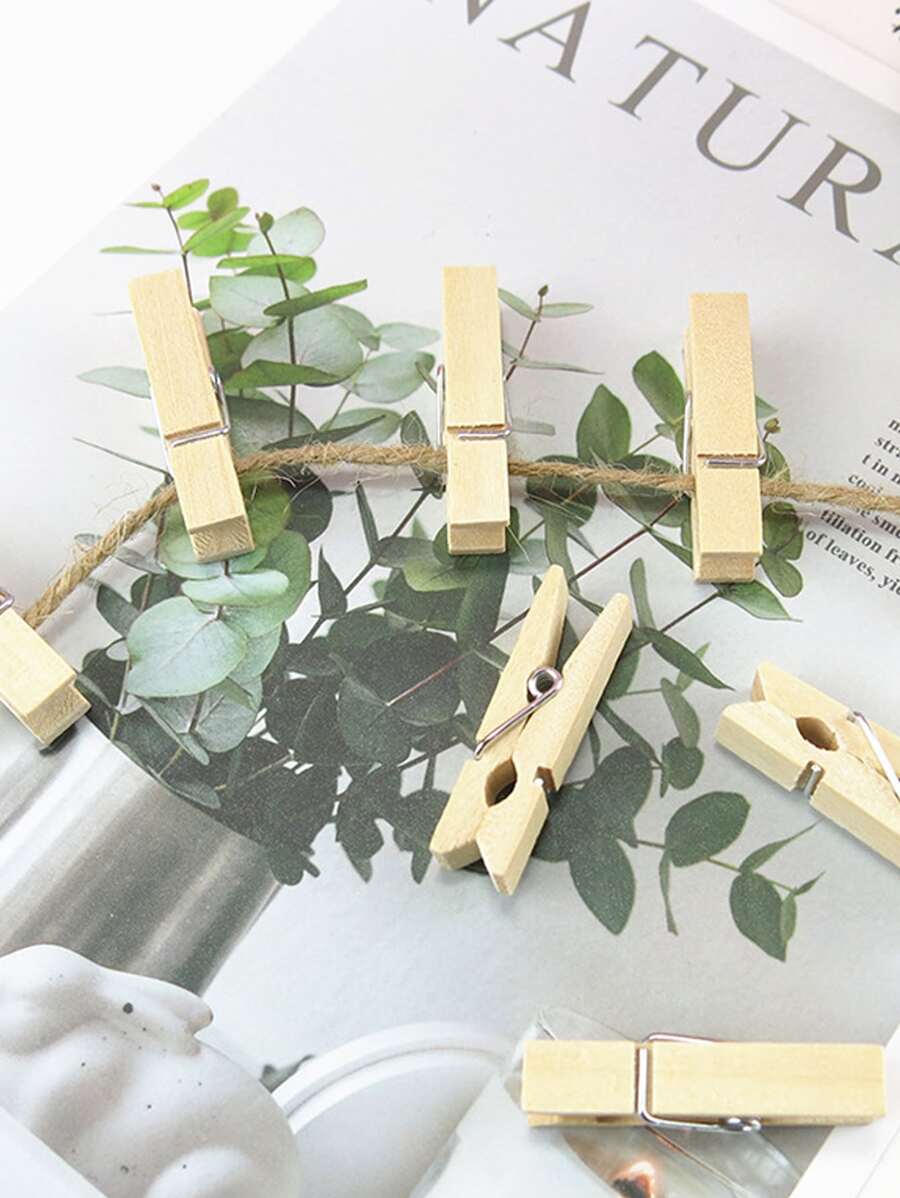 50 Piezas Pinzas De Madera Para Manualidades, Pinzas De Fotos Al Por Menor De Color Madera Natural - Albaricoque - Ver 1