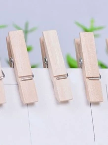 50 Piezas Pinzas De Madera Para Manualidades, Pinzas De Fotos Al Por Menor De Color Madera Natural - Albaricoque - Ver 3