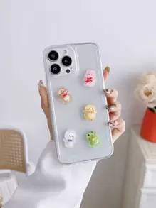 Cartoon Frog & Bear Decor Clear Phone Case