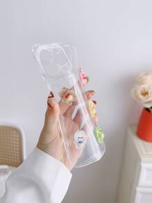 Cartoon Frog & Bear Decor Clear Phone Case