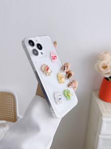 Cartoon Frog & Bear Decor Clear Phone Case