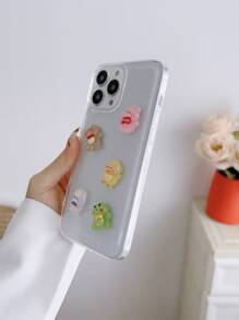 Cartoon Frog & Bear Decor Clear Phone Case