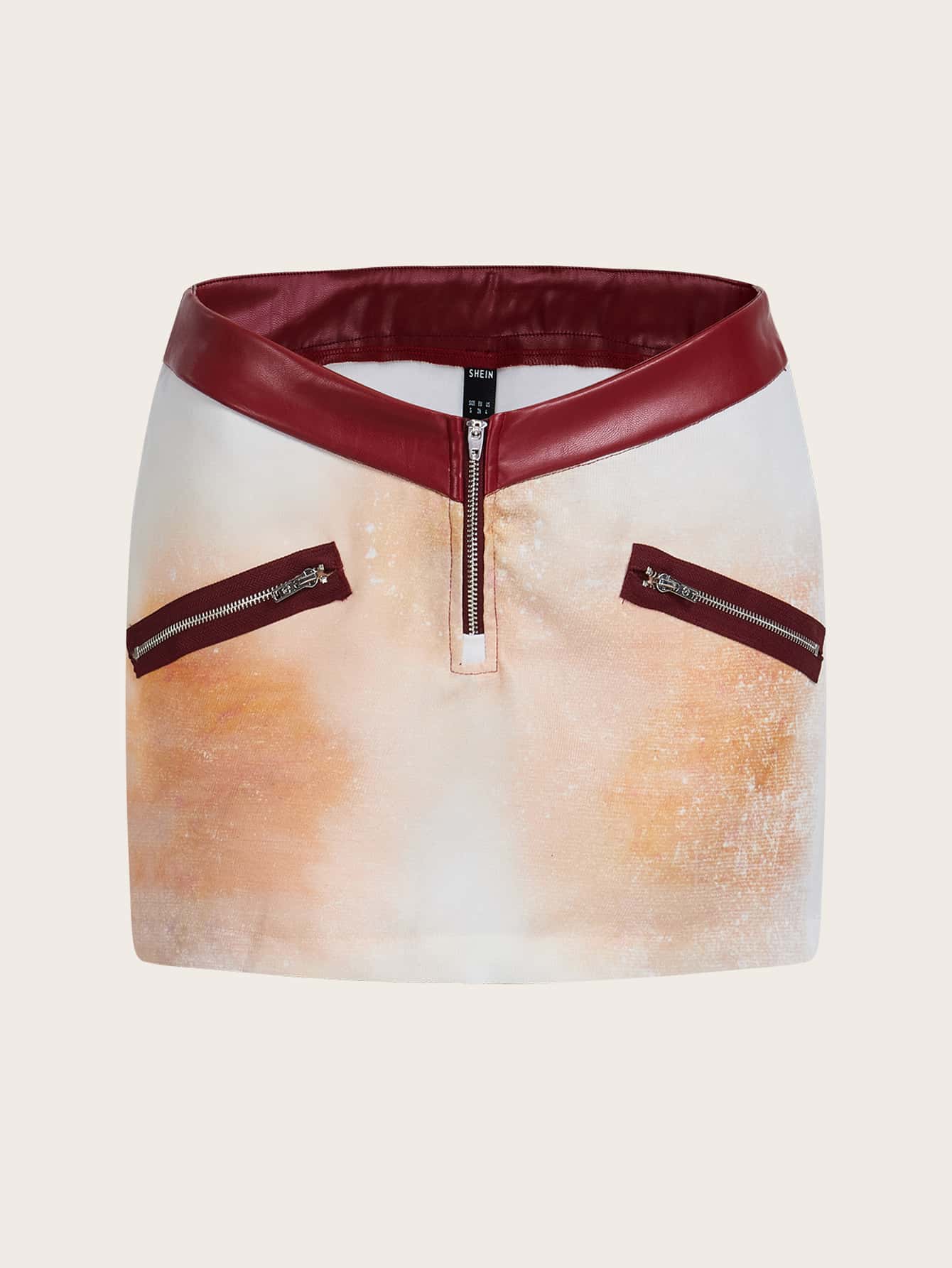 SHEIN ICON Low Rise Tie Dye Zip Front Skirt - Multicolor - View 1