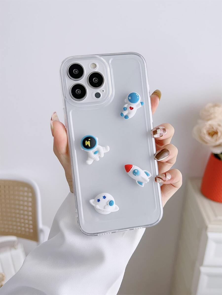 3D宇航員裝飾透明手機殼 - 無色 - 查看 1