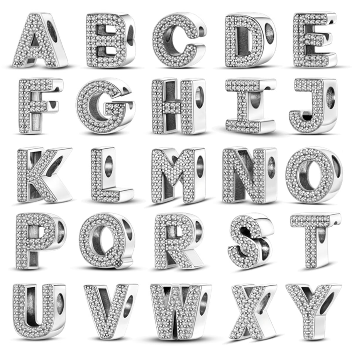 1Pc A-Z 26 Alphabet Sparkling Letter Charm Fit Original Bracelet Necklace Keychain Beads For Diy Jewelry Making