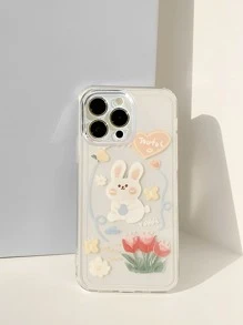 Funda de celular transparente con estampado de conejo de dibujos animados - Multicolor - Ver 1