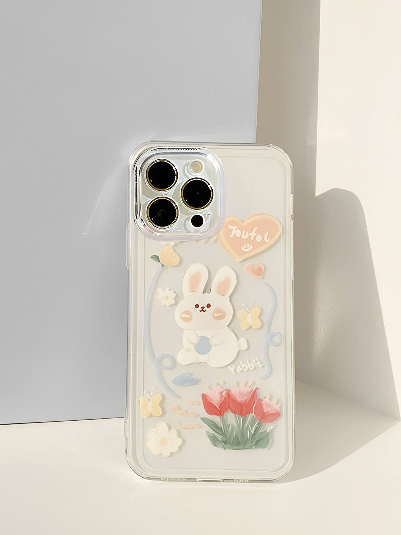 Funda de celular transparente con estampado de conejo de dibujos animados - Multicolor - Ver 1