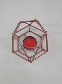 1pc Iron Candle Holder, European Style Geometric Shaped Candle Stand For Table - Rose Gold - View 4