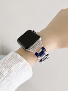 1pc Clear Watchband Compatible With Apple Watch - Blue - View 1