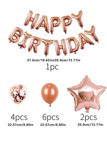 13pcs Birthday Party Decorative Balloon Set, Rose Gold Background Decor For Birthday Party - Rose Gold - View 3