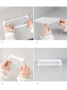 1 Giá Đựng Đồ Có Thể Gập Lại, PP Trắng Tự Dính Bàn Sắp Xếp Giá Đỡ Cho Hộ Gia Đình - trắng - Xem 5