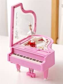 1pc Plastic Music Box, Creative Pink Piano Design Eight Tone Box For Home Decor - Pink - View 1
