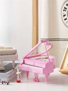 1pc Plastic Music Box, Creative Pink Piano Design Eight Tone Box For Home Decor - Pink - View 4