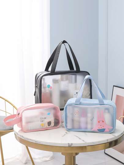 1入組套便攜式洗漱包卡通圖案防水旅行收納袋適合旅行