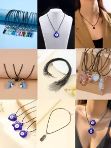 10pcs Colorful Wax Rope Short Hanging Rope DIY Accessories - Double Head Buckle Handwoven Bracelet With Simulation Mini Model Bag & Water Bottle Hanger Charm - Black - View 5