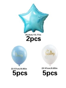 12pcs/set Decorative Balloon, Latex Balloon For Baby Shower Party - Baby Blue - View 3