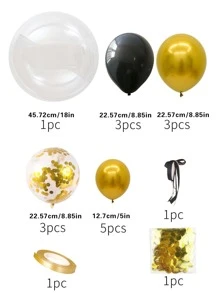 18pcs Party Decorative Balloon Set, Metallic Balloon And Confetti Balloon, For Party Decor - Multicolor - View 3