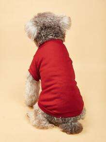 1 chiếc áo thun thú cưng màu trơn - Đỏ - Xem 5