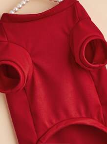 1 chiếc áo thun thú cưng màu trơn - Đỏ - Xem 6