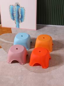 1pc Plastic Stool, Minimalist Plain Stool For Home - Blue - View 7