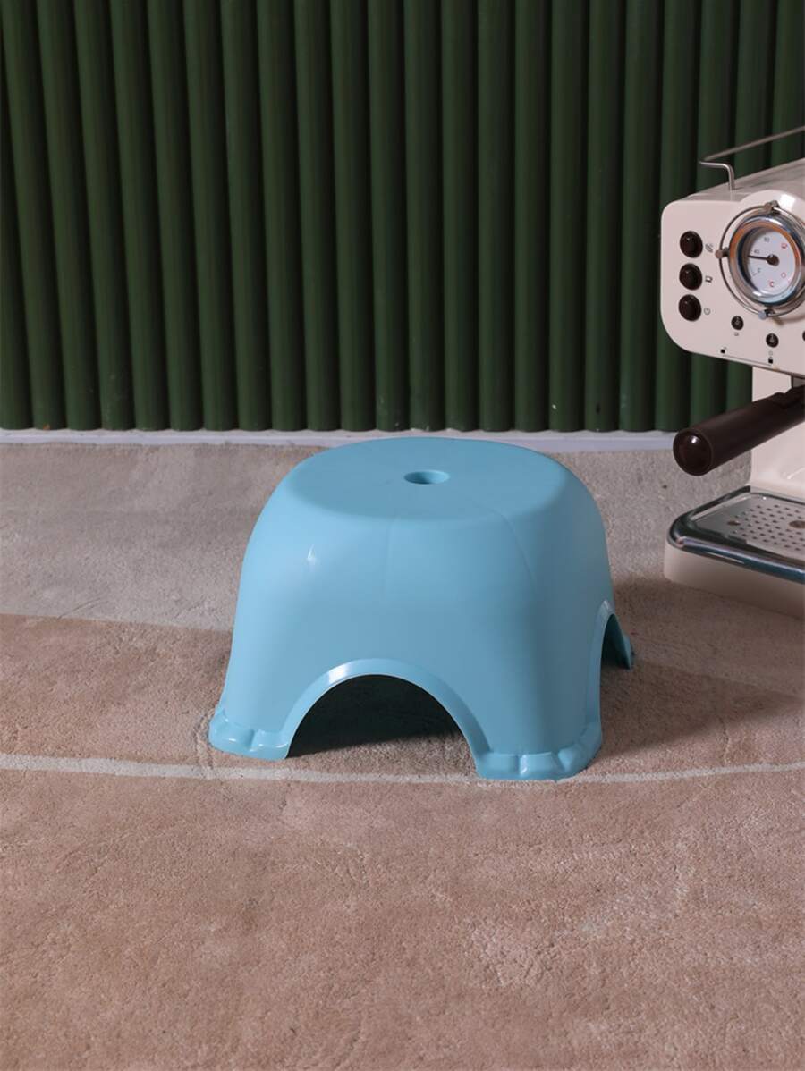 1pc Plastic Stool, Minimalist Plain Stool For Home - Blue - View 1