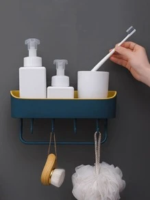 1pc PP Storage Rack, Minimalist Pink Bathroom Storage Rack For Bathroom - Multicolor - View 6