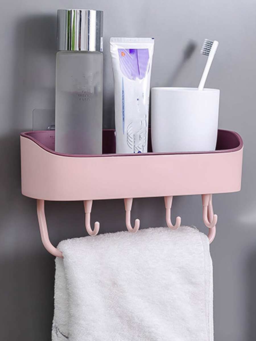1pc PP Storage Rack, Minimalist Pink Bathroom Storage Rack For Bathroom - Multicolor - View 1