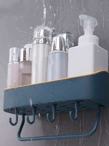 1pc PP Storage Rack, Minimalist Pink Bathroom Storage Rack For Bathroom - Multicolor - View 10