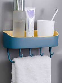 1pc PP Storage Rack, Minimalist Pink Bathroom Storage Rack For Bathroom - Multicolor - View 11