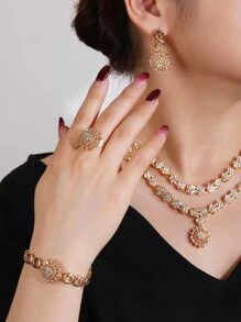 5入組/套水鑽裝飾首飾套裝 - 彩色 - 查看 2