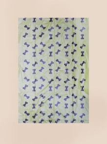 1pc Solid Color Pet Poopbag Dispenser & 6rolls Bone Print Poopbag - Green - View 4