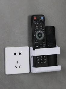 1pc ABS Wall Mounted Remote Control Holder, Multifunction Remote Control Storage Box For Home - White - View 1
