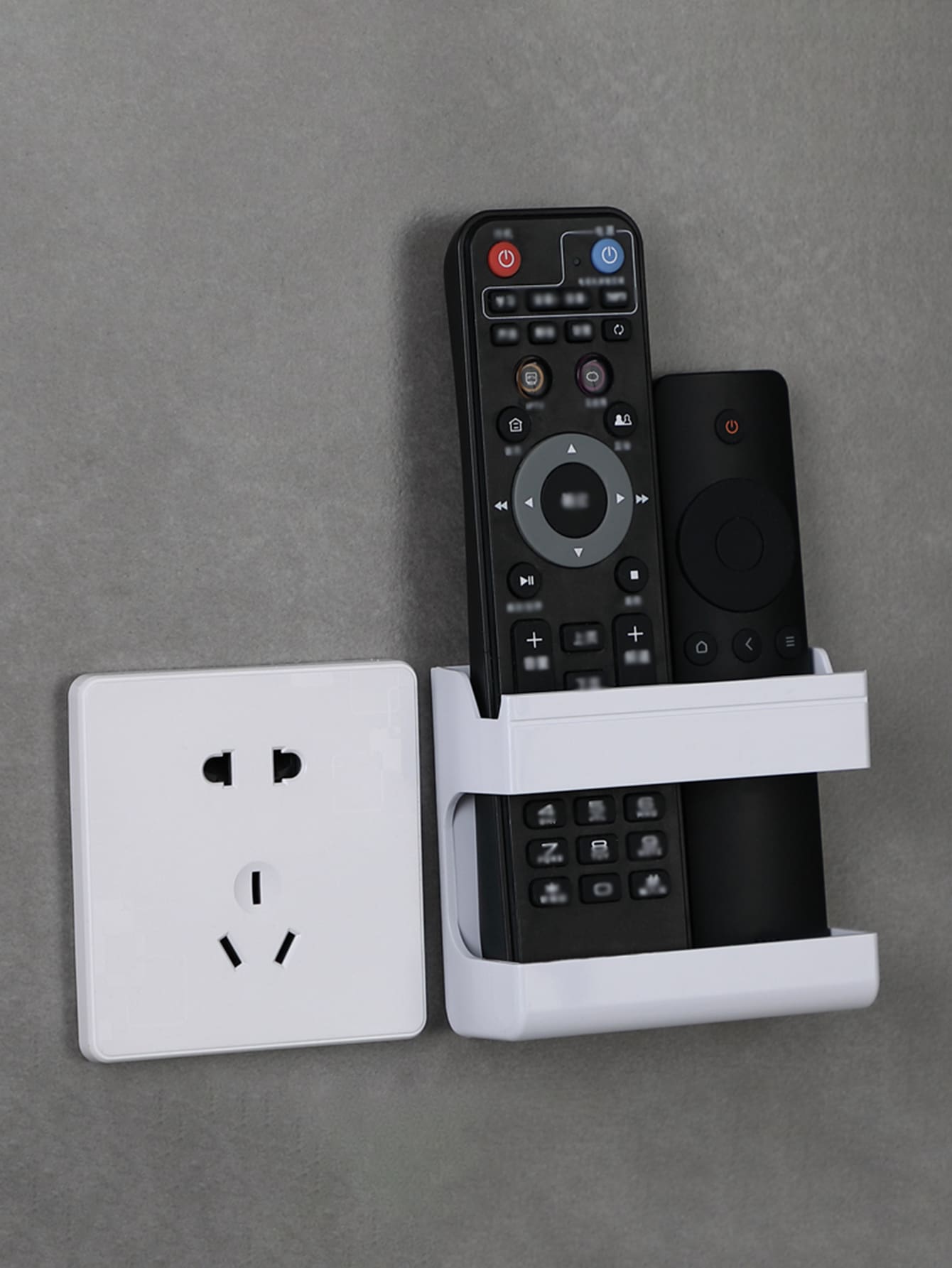 1pc ABS Wall Mounted Remote Control Holder, Multifunction Remote Control Storage Box For Home - White - View 1