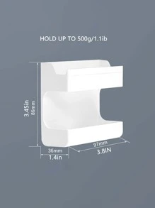 1pc ABS Wall Mounted Remote Control Holder, Multifunction Remote Control Storage Box For Home - White - View 3