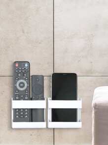 1pc ABS Wall Mounted Remote Control Holder, Multifunction Remote Control Storage Box For Home - White - View 4