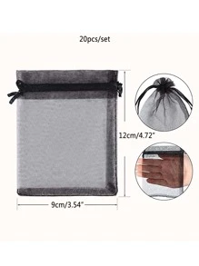 20 Cái/lốc Đàn Organ Tặng Trang Sức Dây Rút Túi Cưới Kẹo Giáng Sinh Tặng Túi Trang Sức Quy Cách Đóng Gói - màu đen - Xem 3