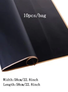 10 tờ giấy gói hoa mờ viền vàng chống thấm nước (trừ hoa), Giáng sinh - màu đen - Xem 5