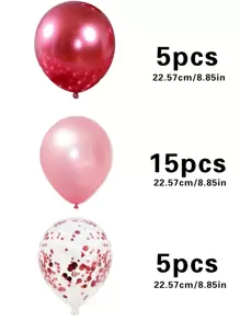 Globo de patrón mixto de 25 piezas, globo de látex metálico y confeti para el Día de San Valentín para boda, fiesta de cumpleaños - Multicolor - Ver 3