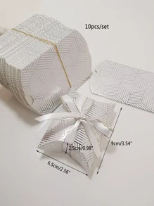 10入組銀色鑽石形狀枕頭紀念品盒,帶絲帶 - 彩色 - 查看 3