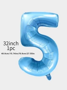 1pc Number Shaped Balloon, 32 Inch Blue Balloon For Birthday Party Decor - Blue - View 3