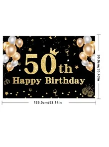 1pc Balloon & Number Pattern Vải Nền Tiệc Sinh Nhật - Nhiều màu - Xem 3