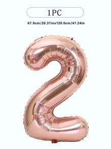1pc Number Shaped Balloon, 40 Inch Rose Gold Number Balloon For Birthday Party - Rose Gold - View 3