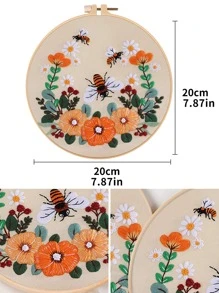 1set Random Flower & Bee Pattern Hand Embroidery - Multicolor - View 6