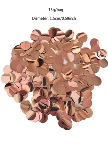 1pack Sequin Round Throwing Confetti, Modern Plastic Round Throwing Confetti For Party, Holiday - Rose Gold - View 3