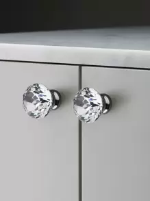 1入組水晶設計隨機抽屜旋鈕,極簡塑膠鑽石設計抽屜把手 - 彩色 - 查看 1