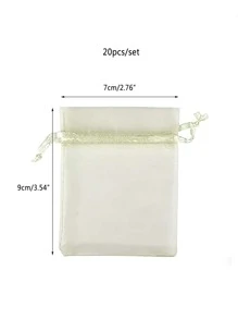 20个/批欧根纱礼品袋，用于珠宝抽绳袋，用于婚礼圣诞糖果礼品袋珠宝包装，圣诞节