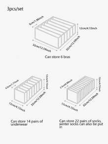 3入組內衣隔層收納襪子內衣收納盒抽屜收納袋 - 白色 - 查看 2
