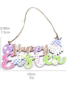 1入組創意木頭卡通字母設計掛飾適用於復活節 - 粉色 - 查看 4