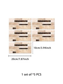5入組磚塊圖案防水廚房貼紙 - 彩色 - 查看 8