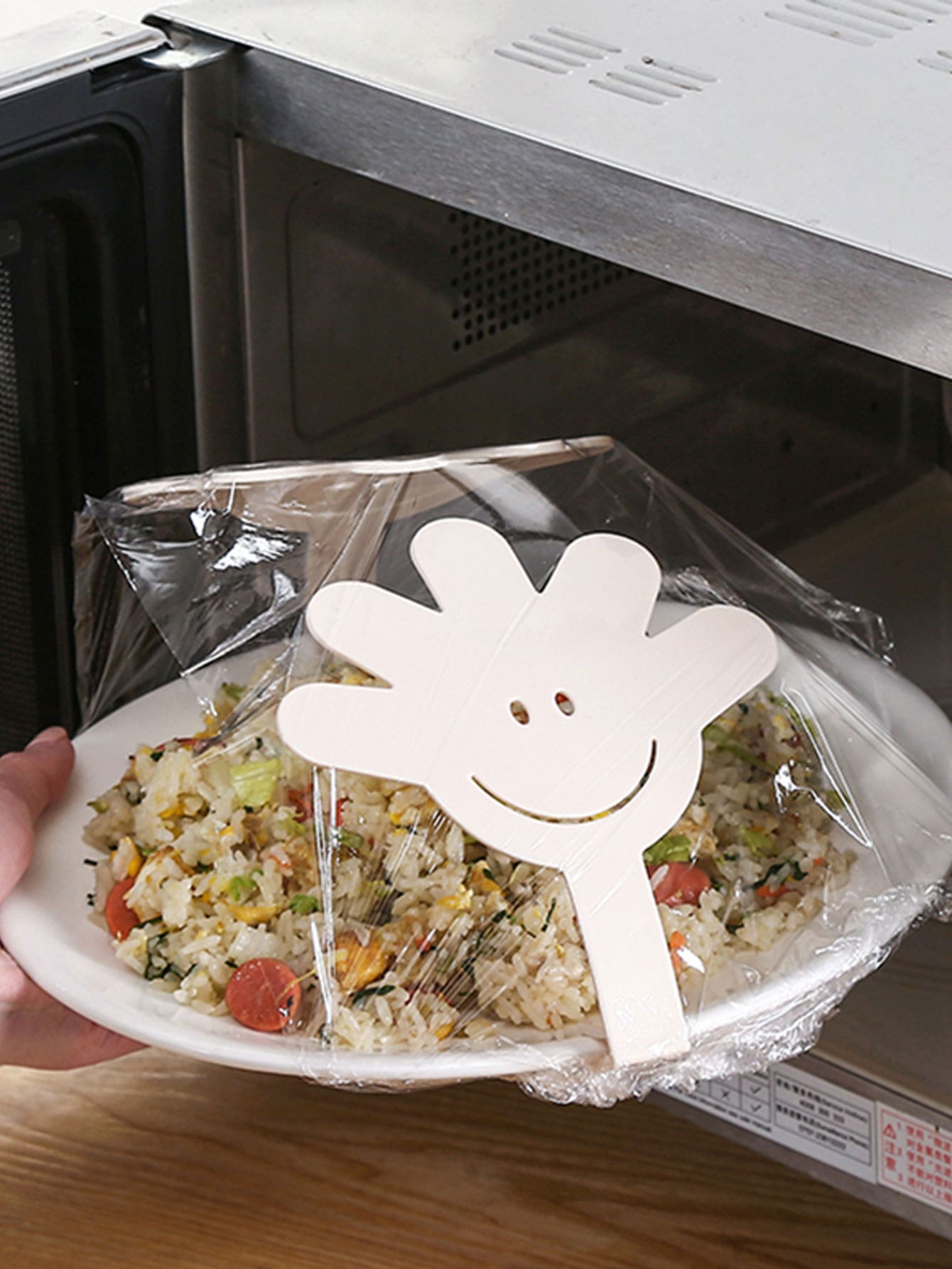 2 piezas soporte de envoltura de plástico con diseño de mano - Beis - Ver 1